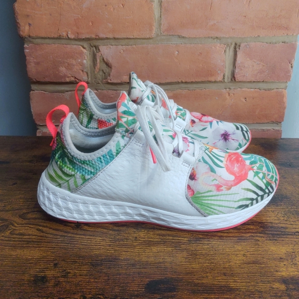 New Balance Floral Print White Pink Green Sneakers